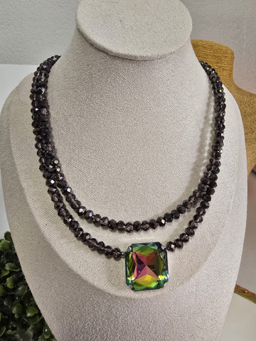 #042-Collar Doble De Piedra Tornasol