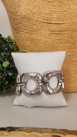 073-Pulsera de Eslabones Cuadrado Plata