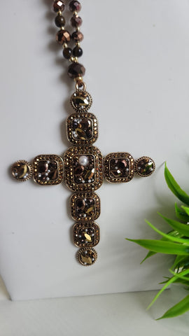 Set de collar y Aretes ambar Oscuro