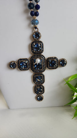 Set de collar y Aretes Azul