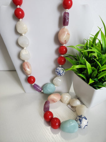 #970-Collar en Piedras Rojo
