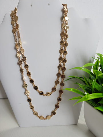 #982-Collar en 2 Capas  Oro Corto