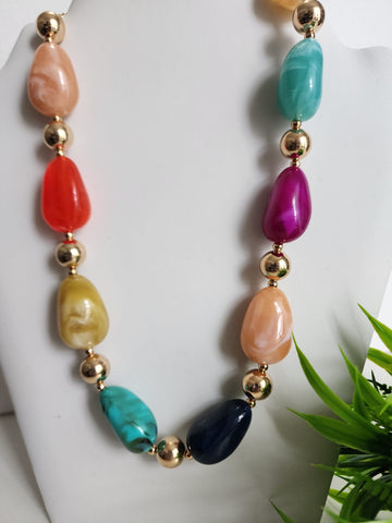 #254-Collar Piedras  Colores