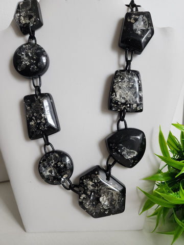 #698-Collar Piedra  Cracker Negro
