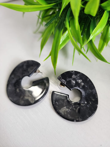 #698-Aretes Piedra  Cracker Negro