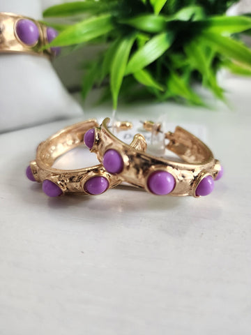 046-Aretes en Argolla  Lavanda