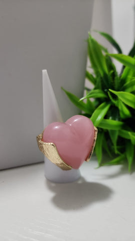 806-Set Corazon Rosa Anillo