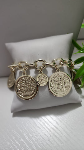 #526-Pulsera Moneda Oro