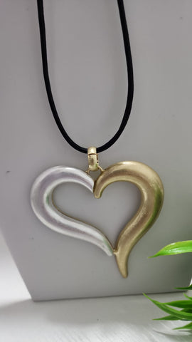 945-Collar Corazón  Dos Tonos
