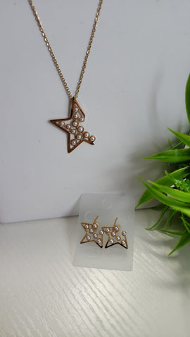 Set de la Estrella  Con Perlas  Oro