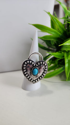 Anillo  Candado Corazon  Turquesa