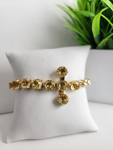 Pulsera Cristal Cruz  CO - Oro y Amarillo