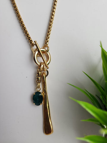 Collar Flecha Cristal  CO - Oro Verde