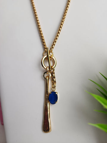 Collar Flecha Cristal  CO - Oro Azul