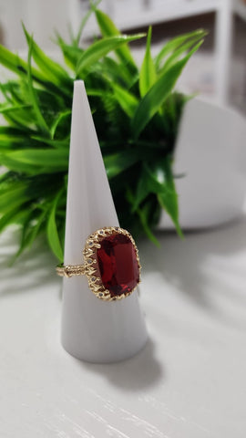Anillo  Cuadrado  Rojo