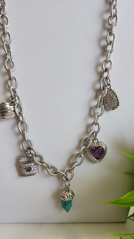 Cadena de Charms  Piedra Turquesa  Plata
