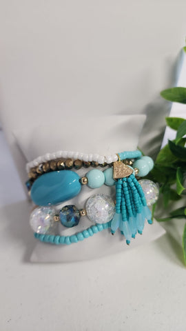 #541-Set de Pulseras  Turquesa