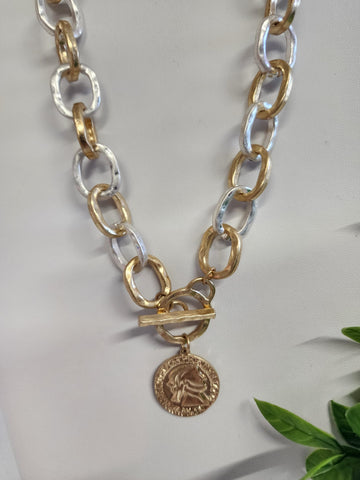 4748-Cadena Moneda  Dos Tonos