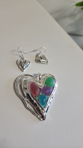 Set Corazón Vietnam Piedra Colores