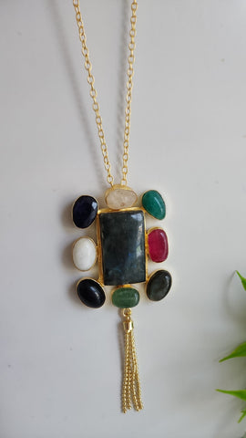 Cadena con Gema  Piedras de Cristal y Cuarzo  Smoke