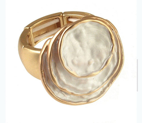 9340-88-Anillo Esmaltado Leyenda  Oro Y Blanco