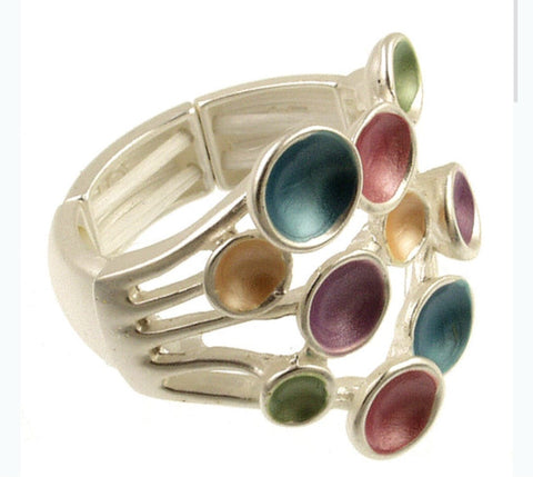 1201-4-Anillo Esmaltado Multi Gran Colores