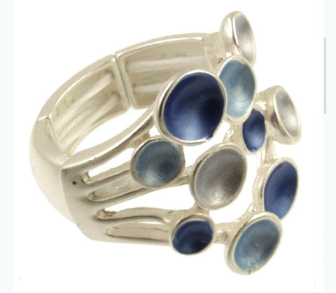 1201-28-Anillo Esmaltado Multi Gran Azul