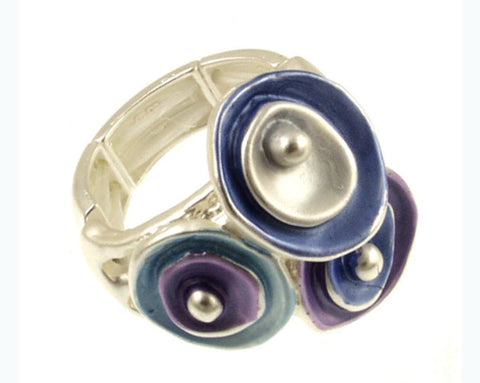 668-28-Anillo Esmaltado Combinación Azul
