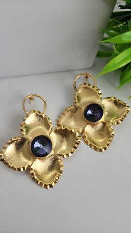 Aretes  Flor 4 Petalos  Smoke