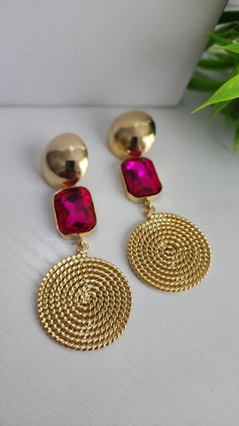 Aretes con Espiral  Fushia