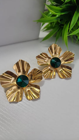 Aretes Cristal  Verde