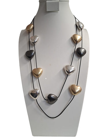 Collar 3 tonos corazones