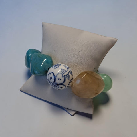 Pulsera piedras  Verde y Azul