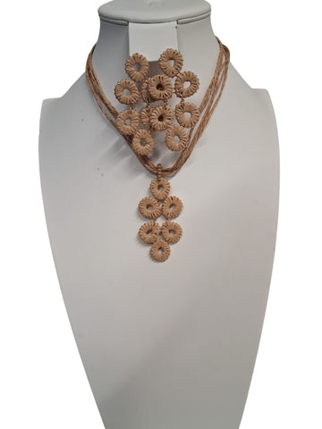 Boho chie Rattan Set de aretes y collar  Color Marrón