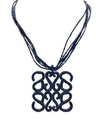 Collar Bohemio Rattan Color Azul